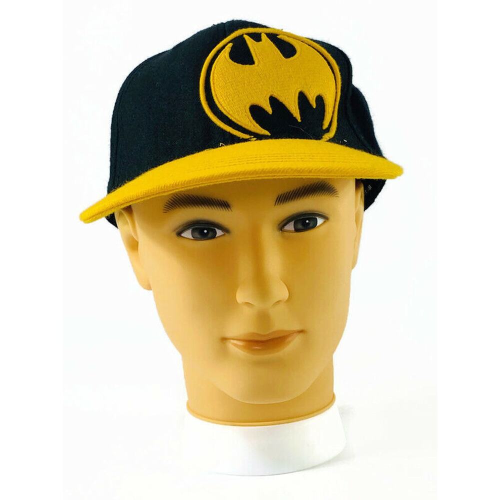DC Comics Batman Ball Cap Hat Small-Medium Raised Logo Black and Yellow